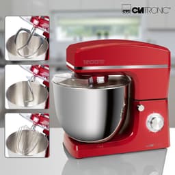 Clatronic KM 3765 kneedmachine, 1500 W, 8 snelheden, 10 liter roestvrijstalen kom voor max. 6-6,5 kg, spatdeksel met navulopening, rood — thumbnail 4