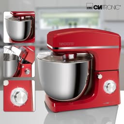 Clatronic KM 3765 kneedmachine, 1500 W, 8 snelheden, 10 liter roestvrijstalen kom voor max. 6-6,5 kg, spatdeksel met navulopening, rood — thumbnail 5