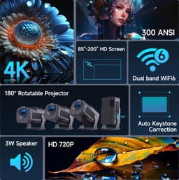 Cahaya - Hy320 mini beamer - vernieuwd model - Mini Beamer - mini projector - draagbare beamer - projector / beamer - Geïntegreerd Android 12.0 systeem - Screen mirroring smartphone - Home cinema — thumbnail 5