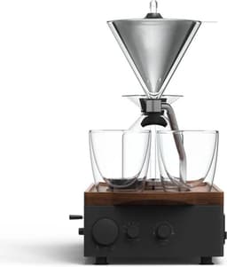 Joy Resolve - Grande Barisieur -Koffiezet apparaat - Filter koffie - Drip koffie -2 kops - incl. 2 glazen - Coffee & Tea Brewer - Instelbare tijd voor bereiden - Alarm - Mini Fridge - Mini Koelkast - Dark Walnut Wood - Wakker worden met verse koffie — thumbnail 3