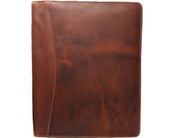 Handgemaakte Lederen schrijfmap A4 - Zakelijke portfolio Laptop tot 14" - A4 conferentiemap voor de veeleisende gebruiker- schrijfmap van tijdloze elegantie -Hoogste kwaliteit leren map met ritssluiting - Cadeautje voor hem