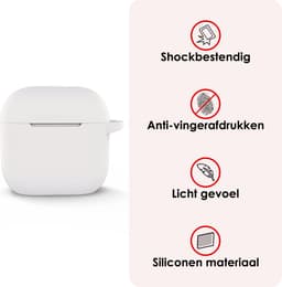 Hoes - Geschikt voor Apple AirPods 4 - Siliconen Hoesje met Clip - Silicone Case Cover - Wit — thumbnail 3