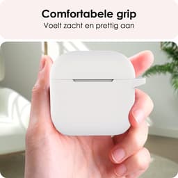 Hoes - Geschikt voor Apple AirPods 4 - Siliconen Hoesje met Clip - Silicone Case Cover - Wit — thumbnail 4