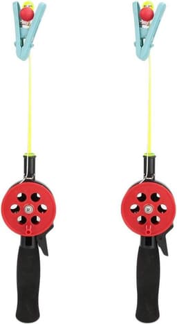 2 stuks Kinderhengel - ABS-krab ijshengels stang - 45 m nylon koord met garnalenklemmen - willekeurige kleur . — thumbnail 1