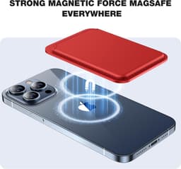 Magnetische pasjeshouder - Wallet - Kaarthouder pasjes - pasjeshouder - Kaarthouder geschikt voor iPhone 12/13/14/15/16 (Pro/Pro Max/Plus/Mini) - Pu Vegan Leer - Rood — thumbnail 3