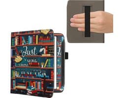 kwmobile flip cover geschikt voor Pocketbook Era / Era Color - Hoes met handgreep en voorvak voor e-reader - Book case in meerkleurig - bibliotheek design