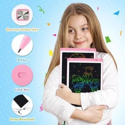 Tekentablet - Uitwisbaar tekenbord voor kinderen - Leren tekenen - Roze schrijfbord- LCD Wisbord - Educatief speelgoed - Jongen / Meisje - Kinderspeelgoed - 3 jaar / 4 jaar / 5 jaar / 6 jaar / 7 jaar / 8 jaar — thumbnail 3
