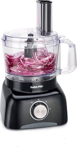 Multifunctionele Foodprocessor – 800W – 1,2L Mengkom – Retro Design – Zwart/RVS – Snijden, Hakken, Pureren, Raspen & Persen – Inclusief Accessoires — thumbnail 1