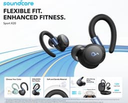 soundcore Sport X20 by Anker, True-Wireless Workout Earbuds, Rotatable and Extendable Ear Hooks, Noise Cancelling, Deep Bass, IP68 Waterproof, Sweatproof, Dustproof, 48H Play, Sport Earbuds for Gym — thumbnail 15