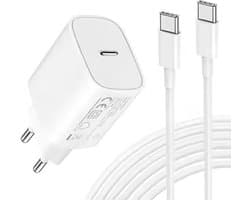 25 Watt USB C Adapter PD Oplader Snellader - Inclusief USB C Naar USB C Kabel 1.2 Meter 5A - Universeel Super Snellader Quick Charge