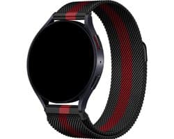 Stravo Smartwatch Milanees bandje 22mm - Zwart/rood - Luxe Milanees horlogebandje geschikt voor Samsung Galaxy Watch 1 46mm / Galaxy Watch 3 45mm / Gear S3 Classic & Frontier - Amazfit GTR 47mm / GTR 2 / GTR 3 - OnePlus Watch / Garmin / Huawei