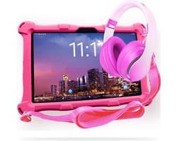 AngelTech Kinderpakket XL PRO II - Kindertablet XL PRO II + Kinderkoptelefoon - Android 16 - Combipakket - Kindertablet Vanaf 3 Jaar – Kinder Tablet – Kids Tablet - Tablet voor Kinderen - Roze