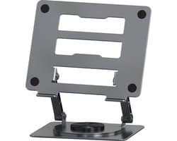 WK® Laptop Standaard -Ipad Houder - 360 garden rotatie Laptop Standaard- Stevig en flexibel - Metaal - 10-17 Inch Ipad & Laptop-26*22cm -Grijs