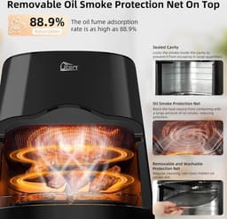 Uten Airfryer XXL 200E - Dual Blaze Technologie - Hetelucht friteuse - 5.5 liter - 14 programma's - 40ºC tot 200ºC - PFAS vrij - 2000W - Rond Venster - Zwart — thumbnail 6