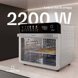 Klarstein Airfryer AirGlaze Digitale Kleuren Heteluchtfriteuse – 34 liter, 2200 W, 19 Programma's, Rotisserie, Touchscreen, 40-350 °C, Pizzasteen & Grillroosters, Roestvrij Staal, Dubbelwandige Deur, Zwart - voor Keuken - Heteluchtoven — thumbnail 7