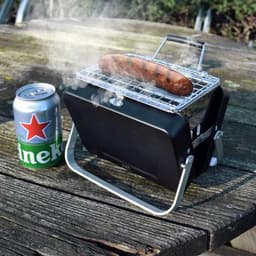 Mikamax Draagbare Mini BBQ - Compacte Tafelbarbecue - 18 cm - RVS Houtskoolgrill — thumbnail 1