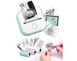 Draagbare Printer - Portable Printer - Mobiele Printer - Bluetooth Printer - Printer - Pocket Printer - Thermal printer - Draadloze Printer - Printer Bluetooth Draadloos - Thermisch - Inktvrij - Voor Stickers/Labels/Foto's/Studienotities