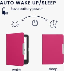 kwmobile flip cover geschikt voor Kobo Clara BW / Colour - Case met magnetische sluiting en handvat - Hoes voor e-reader in neon roze - design — thumbnail 2