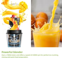 Ariqo 3-in-1 Keukenmachine - Foodprocessor - Keukenmixer - Blender - Smoothie Juicer - Draagbaar - 700W - RVS - Incl. Accessoires — thumbnail 5