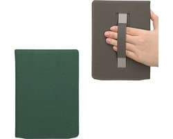kwmobile e-reader hoesje geschikt voor Pocketbook InkPad 4 / Color 3 / Color 2 / Vivlio InkPad 4 / InkPad Color 3 hoes - Canvas eReader flip case - E reader cover met handband - In donkergroen