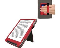 kwmobile flip cover voor e-reader - geschikt voor Pocketbook InkPad 4 / Color 3 / Color 2 / Vivlio InkPad 4 / InkPad Color 3 - Van imitatieleer en -suède - In rood / donkergrijs