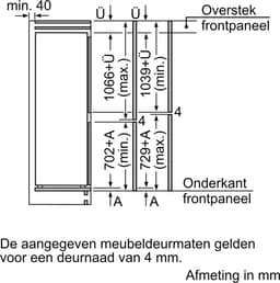 Siemens KI86VNFE0 - iQ100 - Inbouw koel-vriescombinatie - 177.2 x 54.1 cm - 267 l - Zeer stil - Energielabel E — thumbnail 5