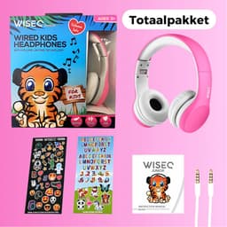 WiseQ Junior Kinderkoptelefoon met Draad – Koptelefoon Meisje – Koptelefoon Kind vanaf 3 Jaar – Hoofdtelefoon met Kabel – 85 dB Volumebegrenzer – Opvouwbaar – Met Stickers – Roze — thumbnail 10