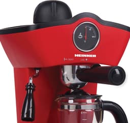 Heinner Retro Effect Espressomachine – 800W – 250 ml Capaciteit – 3,5 bar – Espresso & Cappuccino – Melkopschuimer – Frontale Thermometer – Filter voor 4 Kopjes – Rood — thumbnail 2