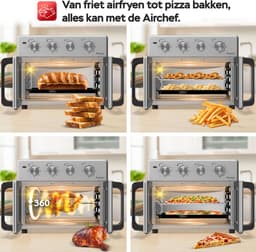TurboTronic AF32MFD Airfryer Oven XXL – Dubbele Deur – 32L Vrijstaande Mini Oven – Heteluchtoven – Zilver — thumbnail 9