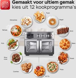 TurboTronic AFD32 Airfryer XXL en Oven – 12 Kookprogramma's – Vrijstaande Mini Oven – Instelbaar van 25 tot 230°C - 32L - Zilver — thumbnail 6