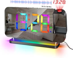 J&D supplies Digitale Wekkerradio - Zwart - Digitale LED klok - Digitale Wekker - Kinderwekker - Wekkerradio kinderen - Wekker met Projectie - Klokradio — thumbnail 1