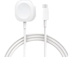Magnetische oplader geschikt voor Apple Watch 1/2/3/45/6/7/8/9/10/SE - USB C - charger suitable for Apple Watch - 1 Meter - snellader - wit - kabel geschit voor apple watch