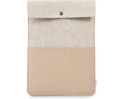 Laptop hoes BEAU -16 inch - Laptopsleeve - Beige - Gerecycled wolvilt en appelleer - Duurzaam