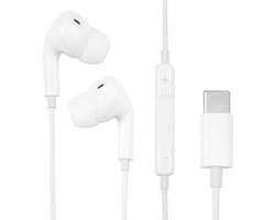 Provium - Oortjes met USB-C aansluiting - In-Ear Oordopjes met draad en microfoon - Headset geschikt voor o.a. Telefoon en Laptop - wit