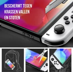Podec - 3x Screenprotector geschikt voor Nintendo Switch OLED - Tempered Glass Screen Cover — thumbnail 3