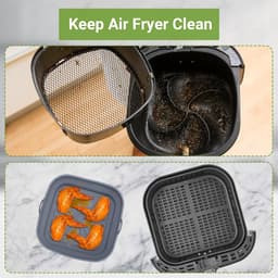 Air Fryer Siliconen Pot - 2 Stuks - Vierkant Opvouwbaar Dienblad - Herbruikbaar (groen + grijs) — thumbnail 5