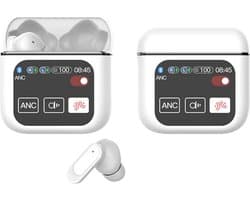 Otiume Draadloze Oordopjes - LCD Scherm Bluetooth Oortjes Wireless Earbuds Touchscreen Earphones - Wit