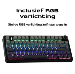 EPOMAKER x AULA F75 - Zwart/Grijs - Mechanisch Draadloos Toetsenbord - RGB - 75% - QWERTY - Gaming Keyboard - Leobog Reaper Switch — thumbnail 7