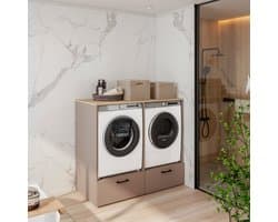 Wasmachine en droger ombouw - Met lade - Beige