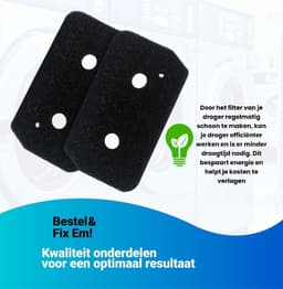 Fixem Geschikt voor Bosch Siemens 12007650 Droger filter van condensor wasdroger droogkast schuimfilter - 230x125x20 mm - 2 Stuks — thumbnail 6