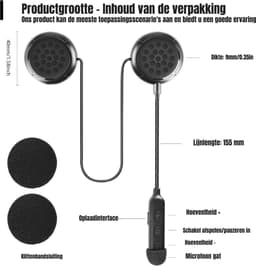 DD Motorhelm Headset - Helm Headset - Koptelefoon - Waterdicht - 15x12x3cm - Zwart — thumbnail 2