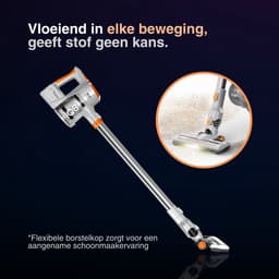 TurboTronic IQ8 steelstofzuiger draadloos - Zonder zak op accu - met kruimeldief en accessoires - Zilver/Oranje — thumbnail 5