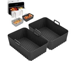 Airfryer met 2 stuks - Airfryeraccessoires - Accessoires voor 2 stuks Airfryer - Bestand tegen hoge temperaturen - BPA-vrij - Duurzaam - Siliconen bakje voor Airfryer - Zwart