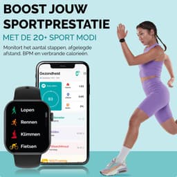Royal Supplies RF-93 - Smartwatch - Smartwatch Dames - Smartwatch Heren - Screenprotector- Grijs/Zwart — thumbnail 3