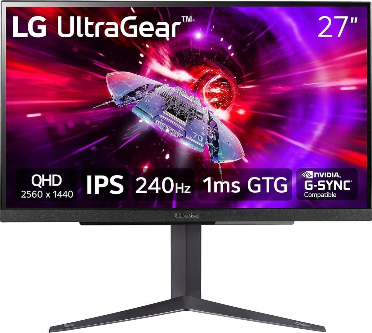 LG UltraGear 27GR83Q-B - QHD IPS Gaming Monitor - HDMI 2.1 - 240hz - 1ms - 27 inch — afbeelding 1