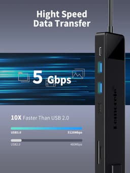Lemorele™ TC100 USB-C Docking Station - 13-in-1 Hub - Dual HDMI 4K - VGA - Gigabit Ethernet - SD-kaartlezer - USB 3.0 — thumbnail 5