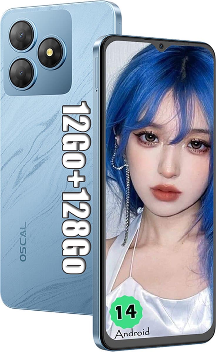 Smartphone OSCAL FLAT 2 4GB/128GB - Dual SIM - Blauw — afbeelding 1