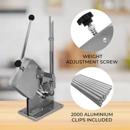 Stalen Worstklem - Handmatige Sausage Clipper - 2000 Aluminium Clips - Duurzaam Staal - 10 kg Gewicht - 590mm Hoogte - 185mm Breedte - 360mm Lengte — thumbnail 3