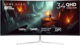 GAME HERO® 34 inch Ultrawide Curved Gaming Monitor Wit - 100 Hz — thumbnail 1