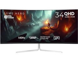 GAME HERO® 34 inch Ultrawide Curved Gaming Monitor Wit - 100 Hz
